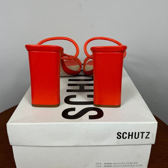 Schutz Chessie Slip On High Heel Sandals in Flame Orange Size 10 - Picture 8 of 11